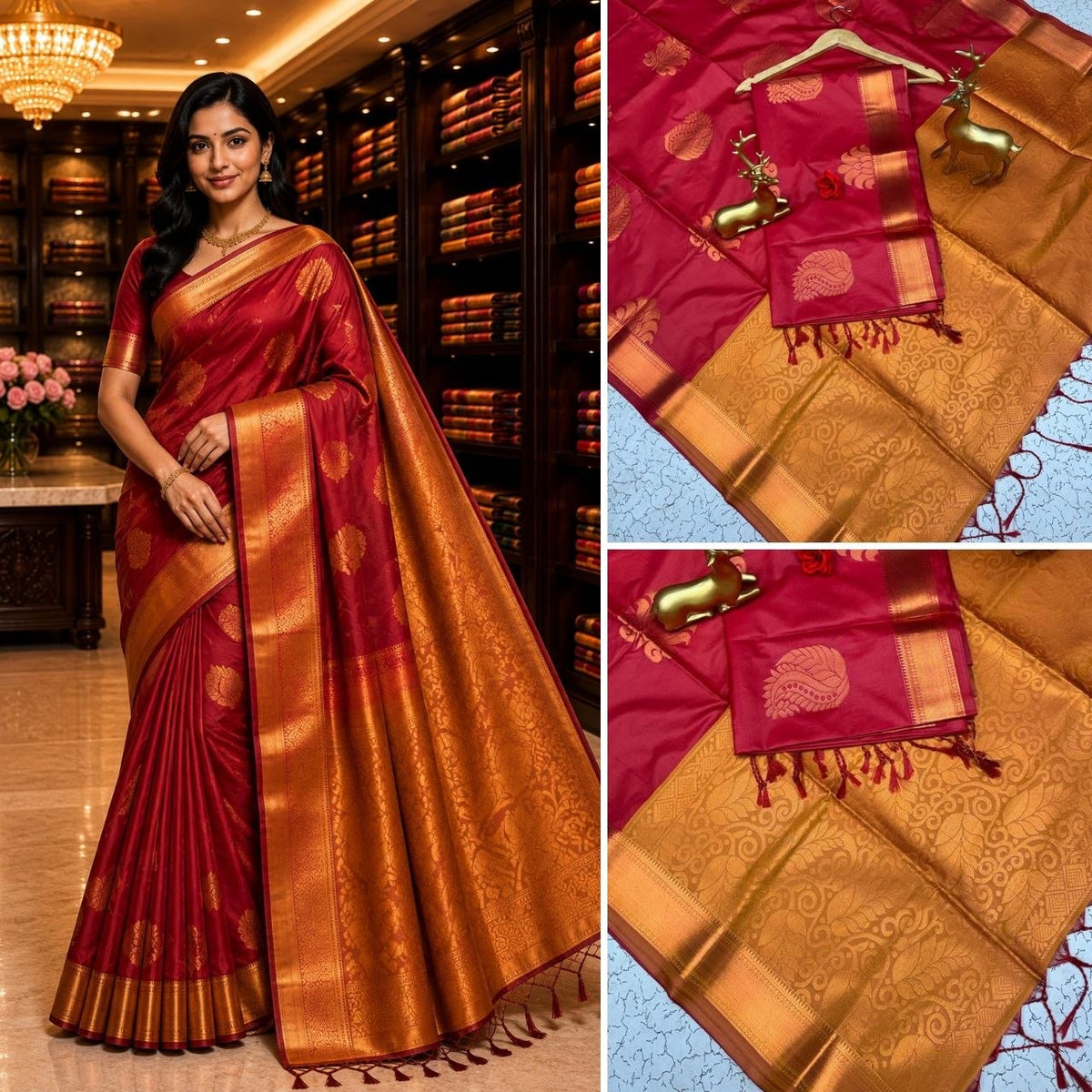 Red Fancy Soft Silk Bhutta Saree