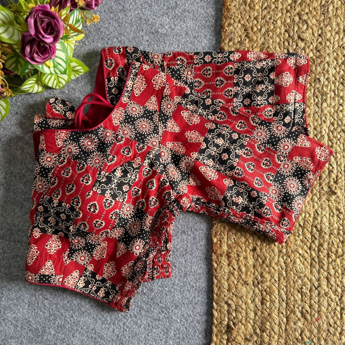 04 Ajrak Hand Block Print Readymade Elastic Blouses