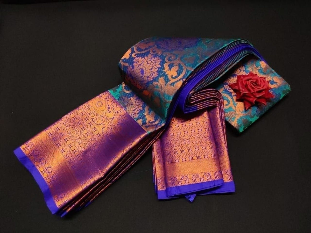 Peacock Blue Signature Samuthrika & Vasthrakala Wedding Saree