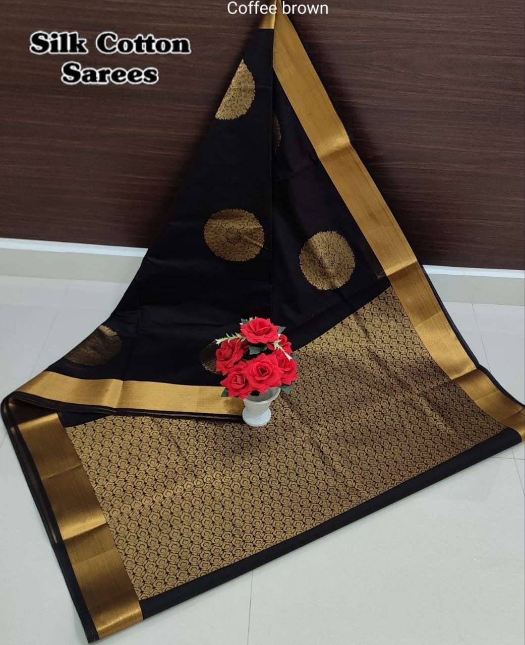 Coffee Brown Chanderi Kuppadam Rich Silk Cotton Sarees