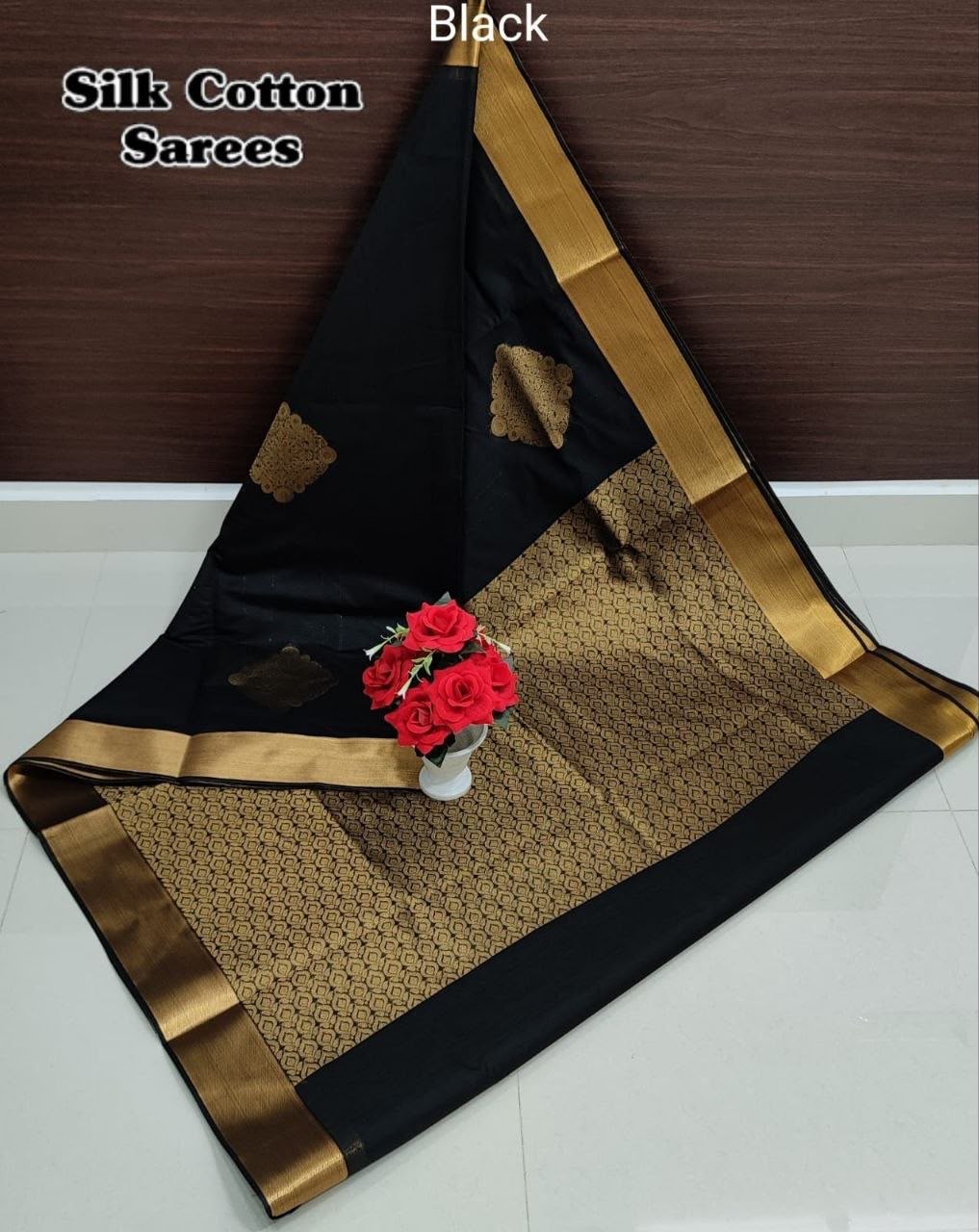 Black Chanderi Kuppadam Rich Silk Cotton Sarees