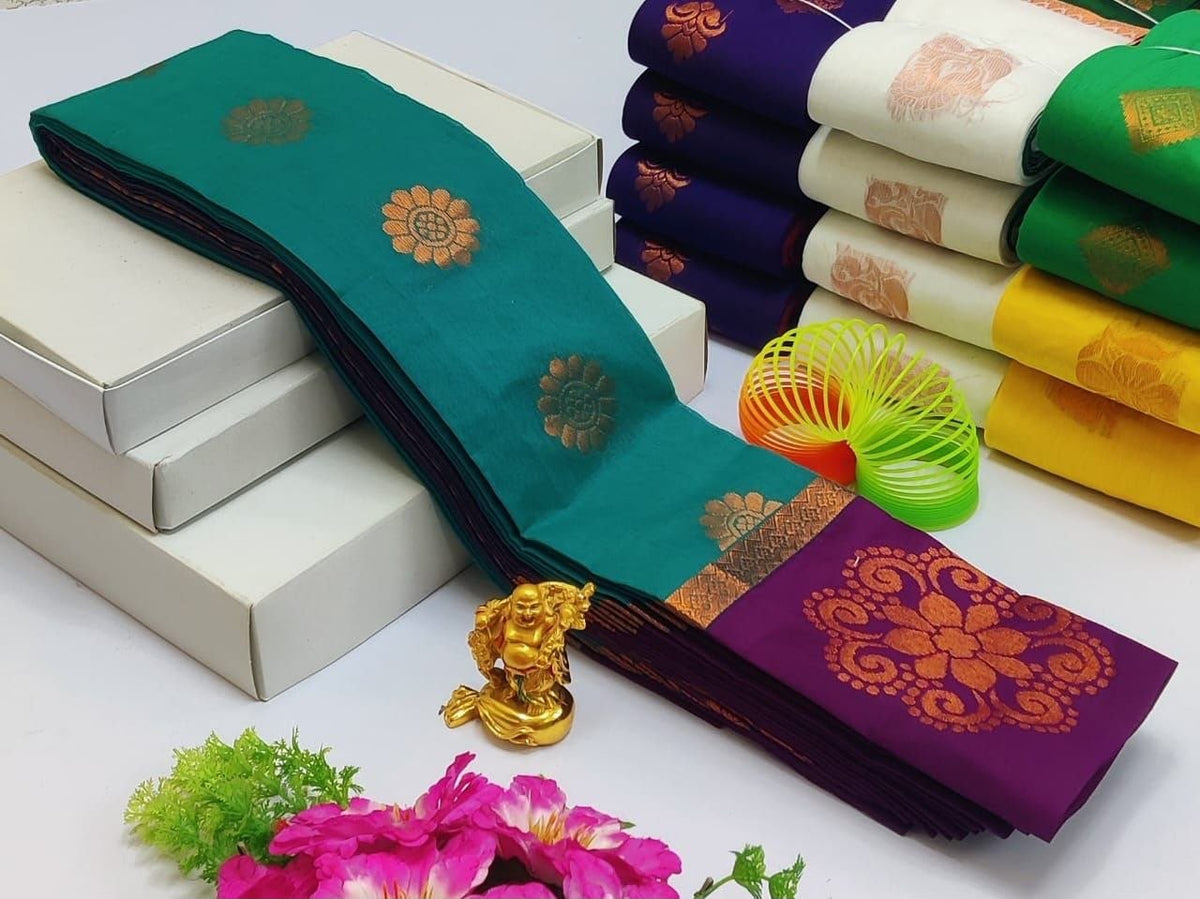 Peacock Teal Uppada Kotanji Silk Cotton Sarees