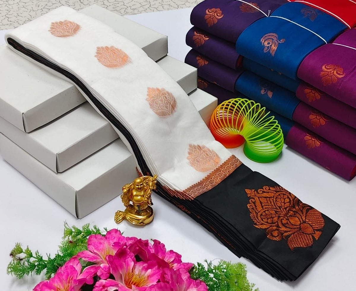Ivory White with Black Uppada Kotanji Silk Cotton Sarees