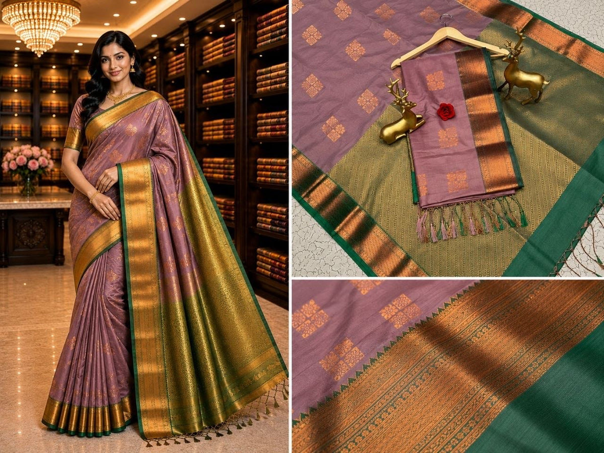 Dark Onion Purple Fancy Soft Silk Bhutta Saree