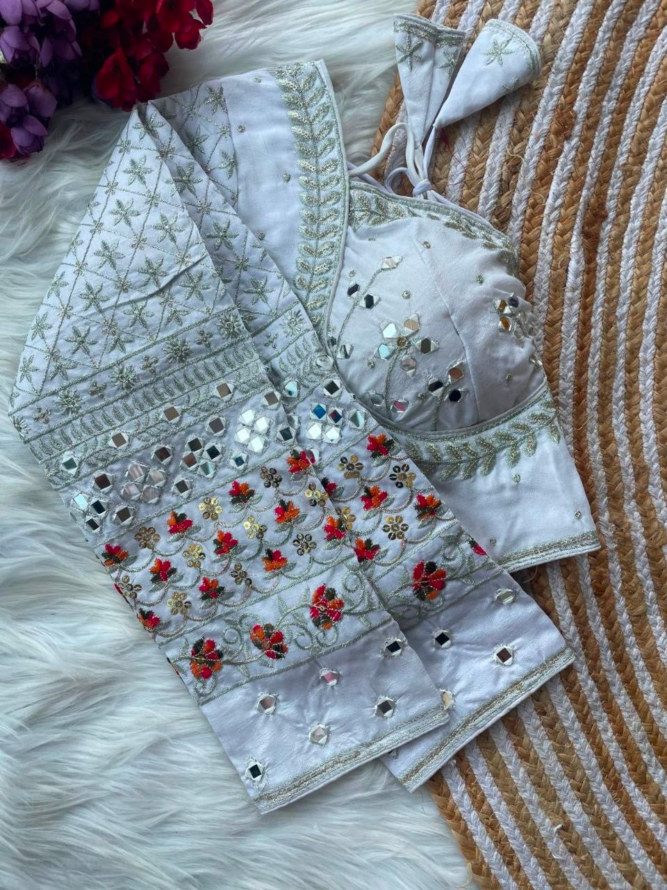 Real Mirror work multi color Navaratri Readymade Blouses in 8 colors