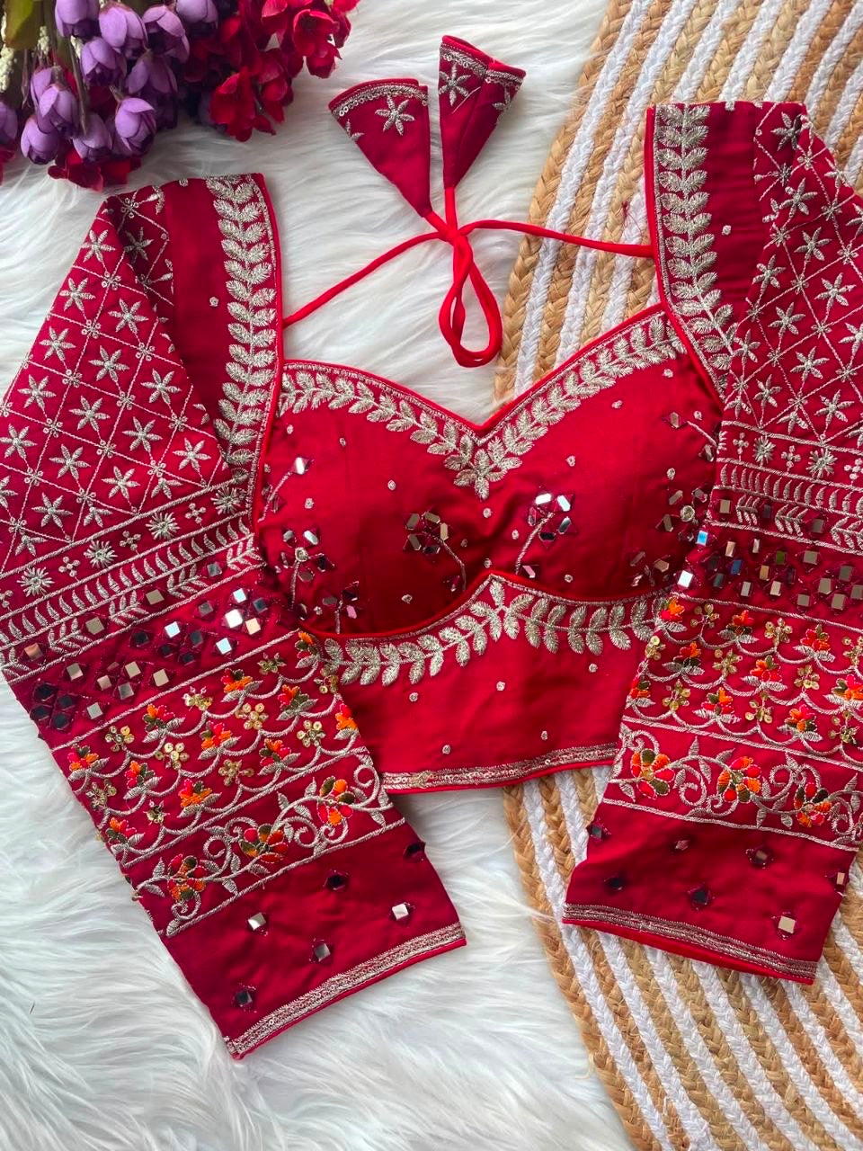 Real Mirror work multi color Navaratri Readymade Blouses in 8 colors