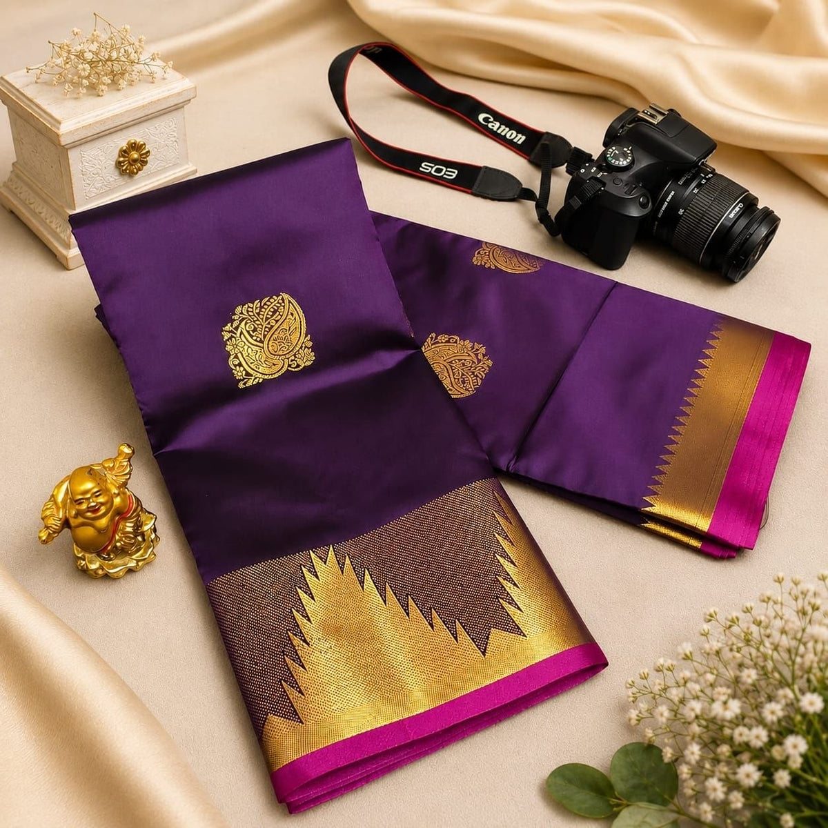 Purple Shining Fusion Soft Silk Sarees