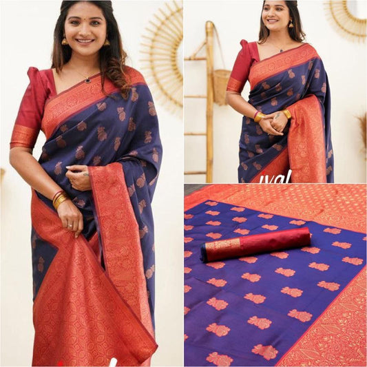Violet Purple Cotton Silk Gold Weaving Saree