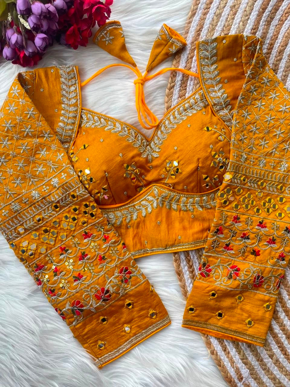 Real Mirror work multi color Navaratri Readymade Blouses in 8 colors