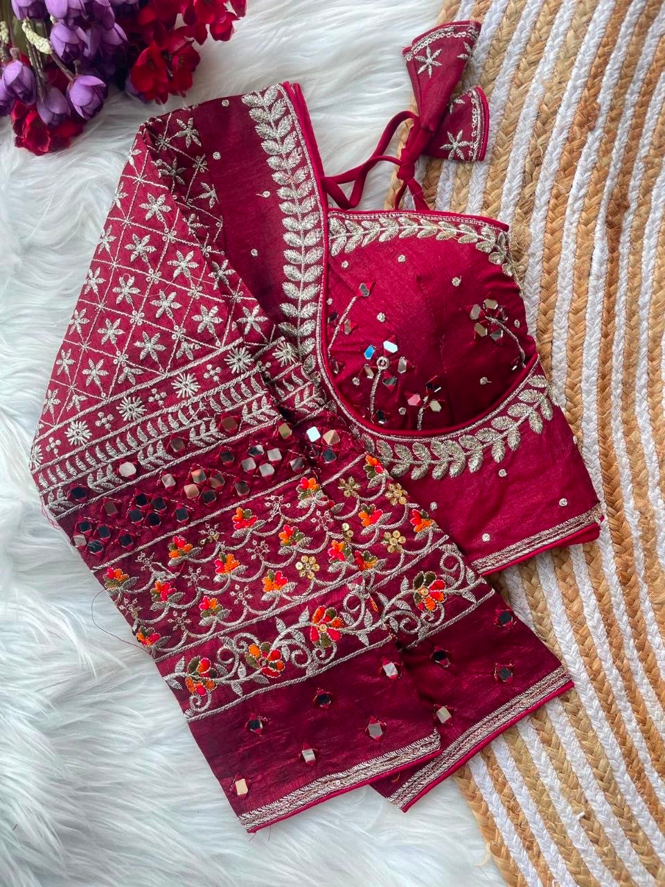 Real Mirror work multi color Navaratri Readymade Blouses in 8 colors