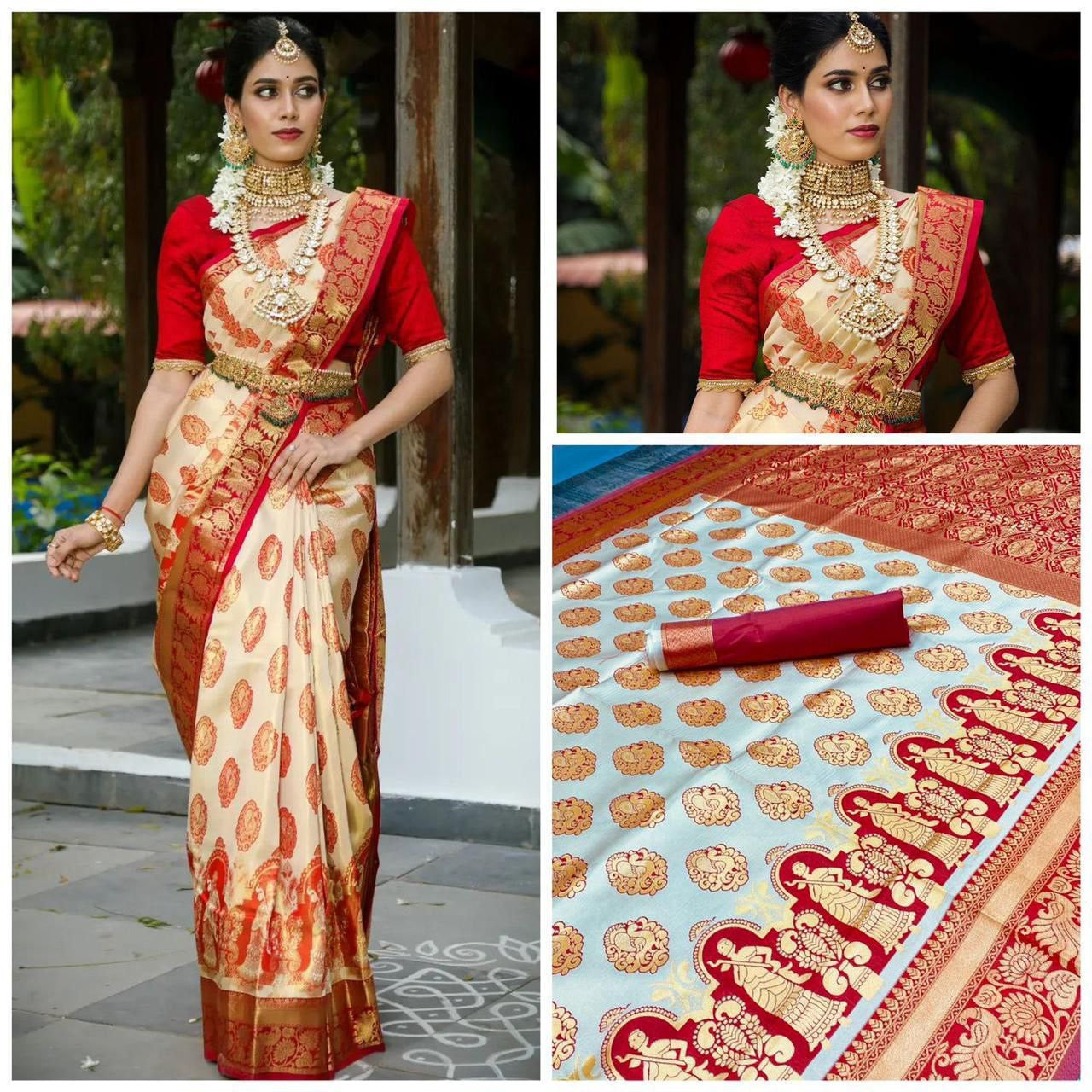 Red Gold Designer Cotton Silk Gold Weaving Saree