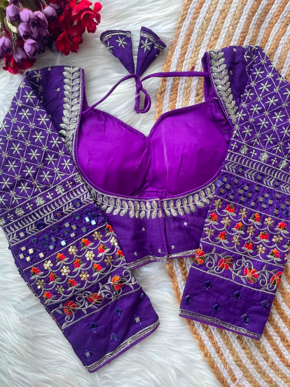 Real Mirror work multi color Navaratri Readymade Blouses in 8 colors