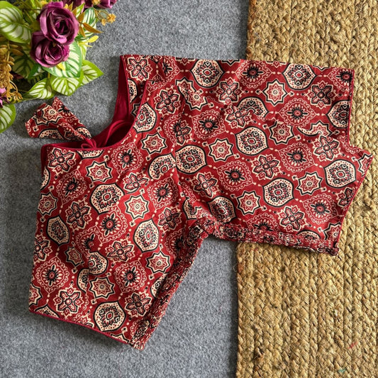 02 Ajrak Hand Block Print Readymade Elastic Blouses