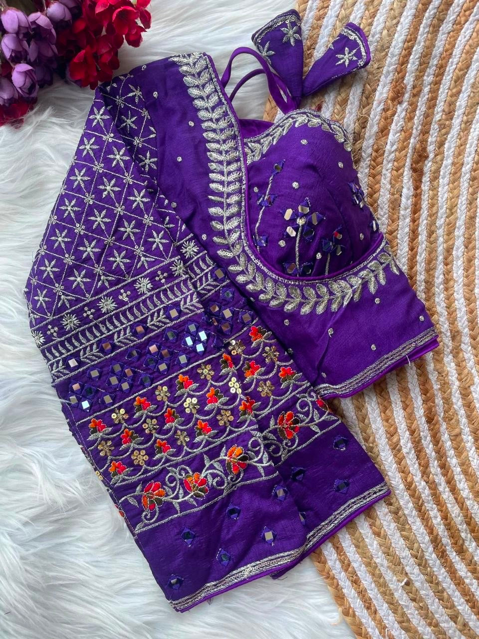 Real Mirror work multi color Navaratri Readymade Blouses in 8 colors