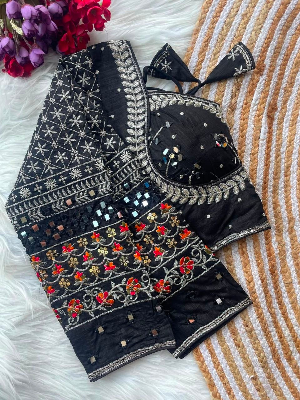 Real Mirror work multi color Navaratri Readymade Blouses in 8 colors