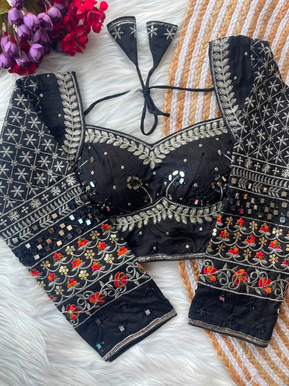 Real Mirror work multi color Navaratri Readymade Blouses in 8 colors