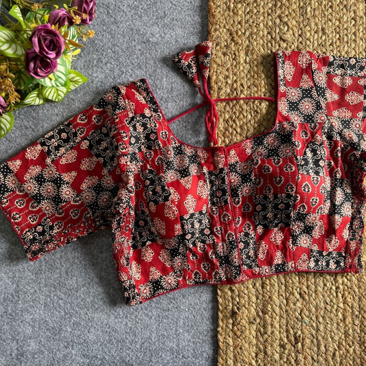 04 Ajrak Hand Block Print Readymade Elastic Blouses