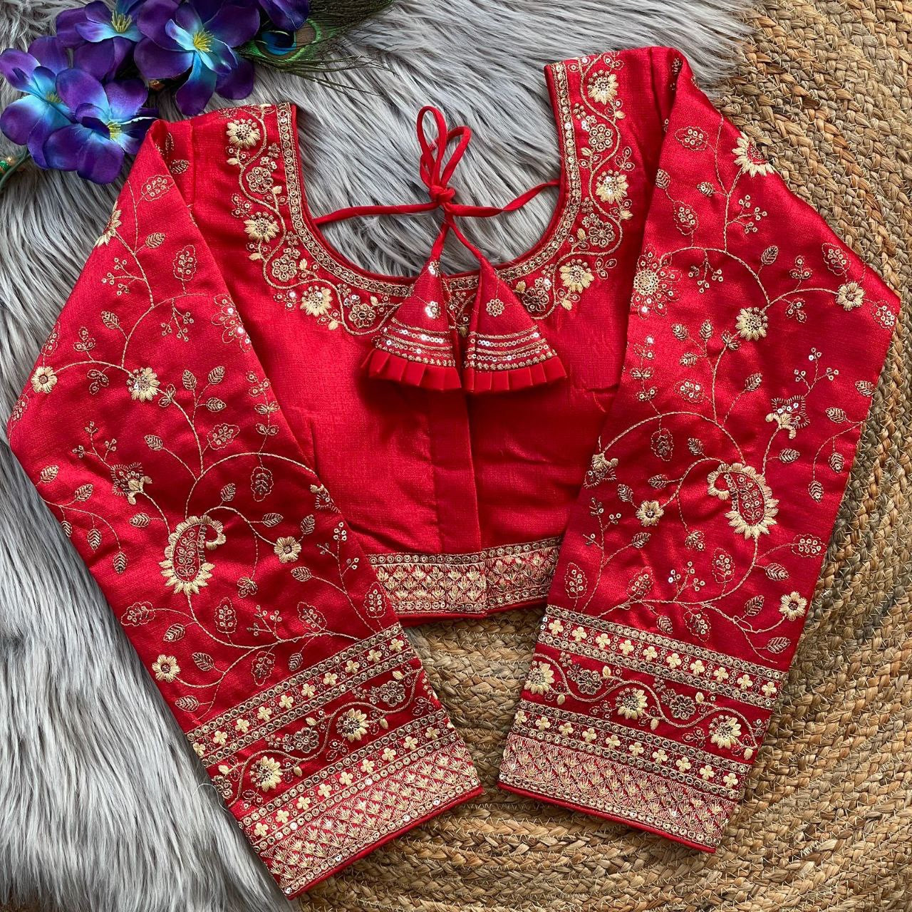 Taniya Heavy Embroidery Long Sleeves Bridal Blouse