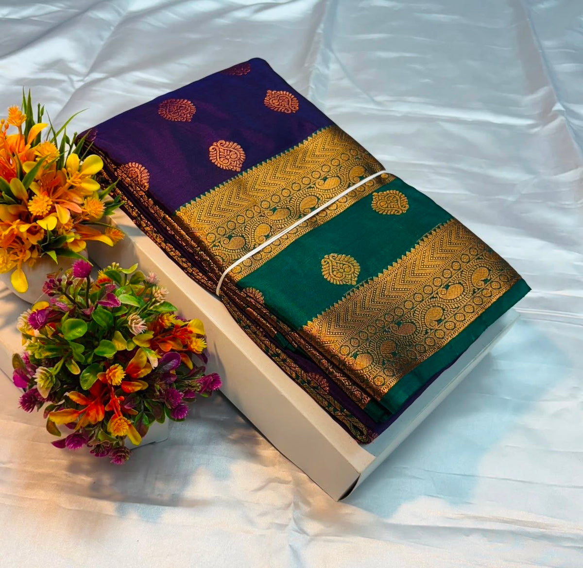 Purple Luxury Border Pure Silk Soft Silk Saree with Butta work