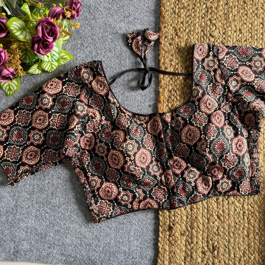 Ajrak Hand Block Print Readymade Elastic Blouses