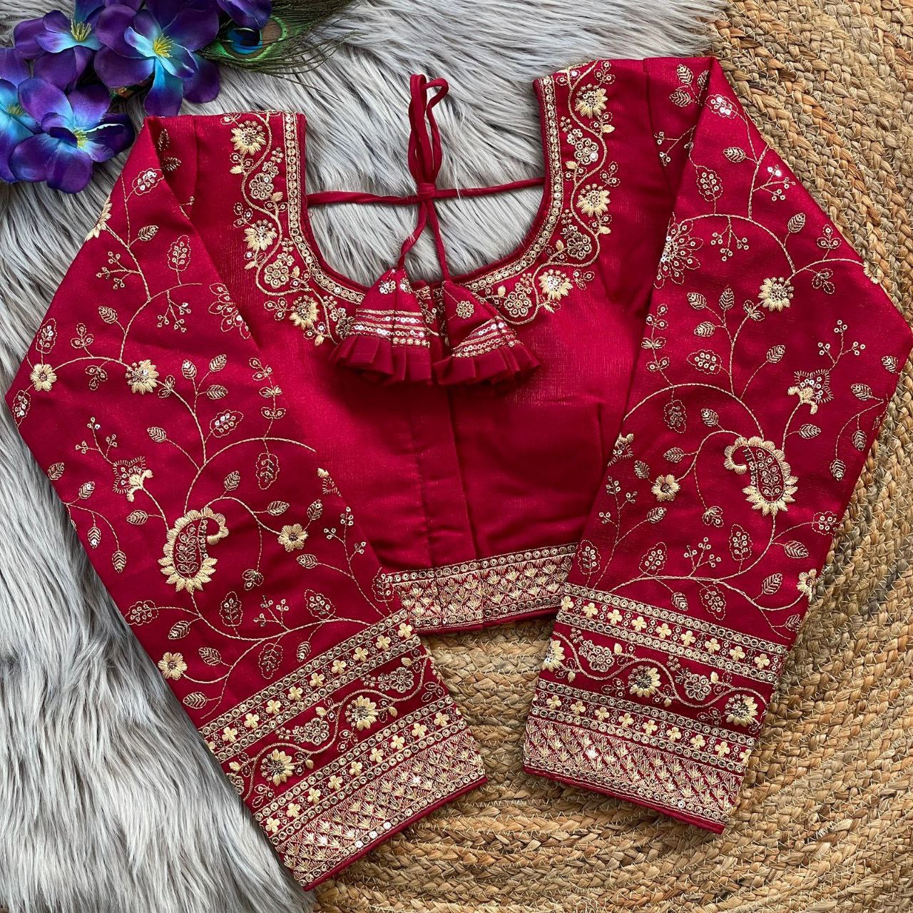 Taniya Heavy Embroidery Long Sleeves Bridal Blouse
