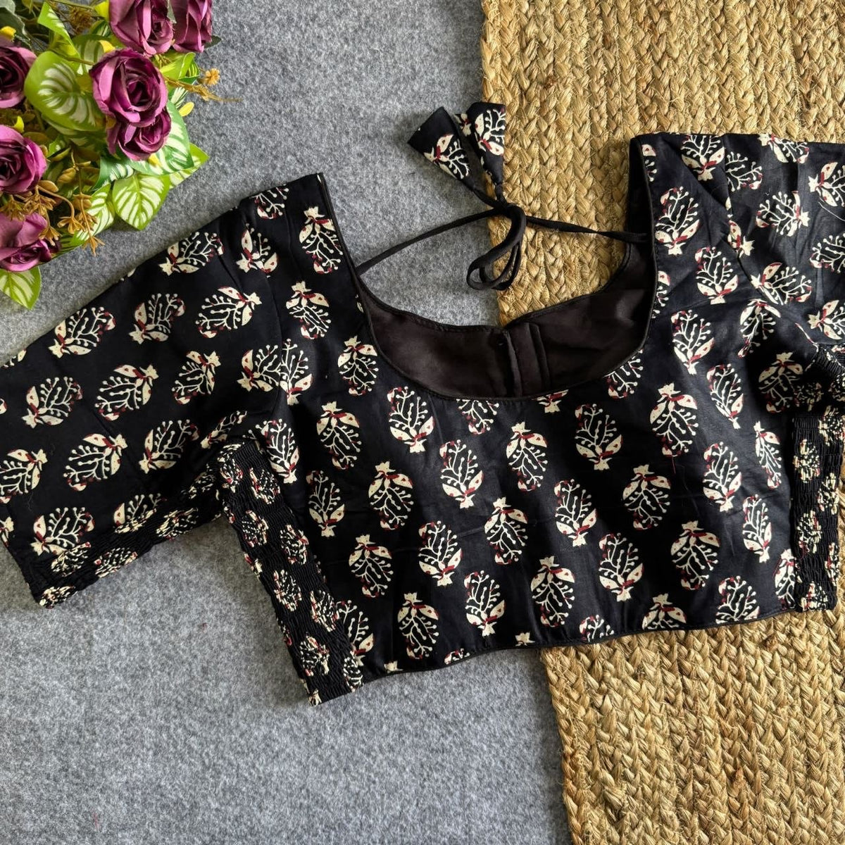 03 Ajrak Hand Block Print Readymade Elastic Blouses