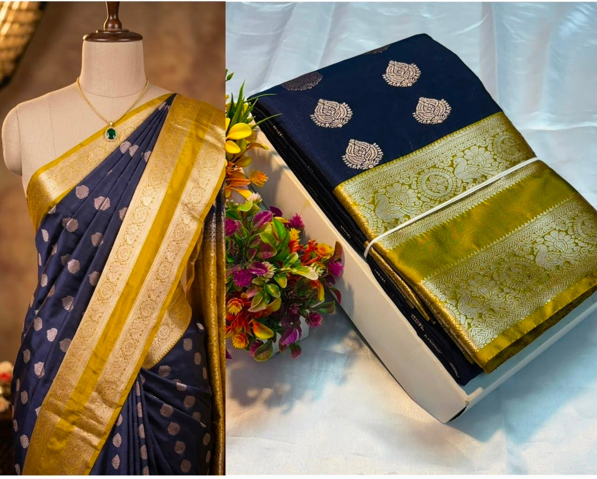 Wine Purple Luxury Border Pure Silk Soft Silk Saree with Butta work