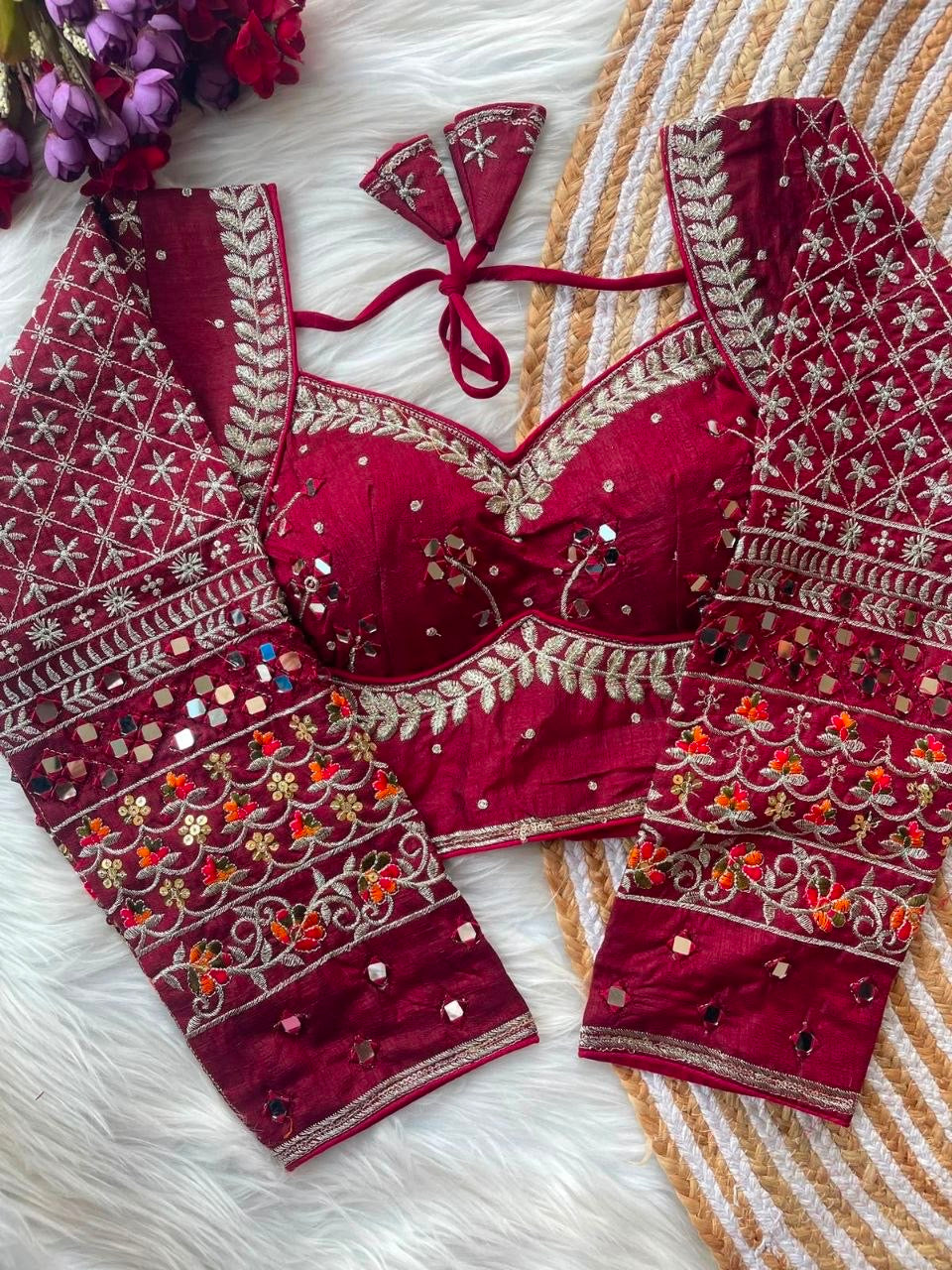 Real Mirror work multi color Navaratri Readymade Blouses in 8 colors