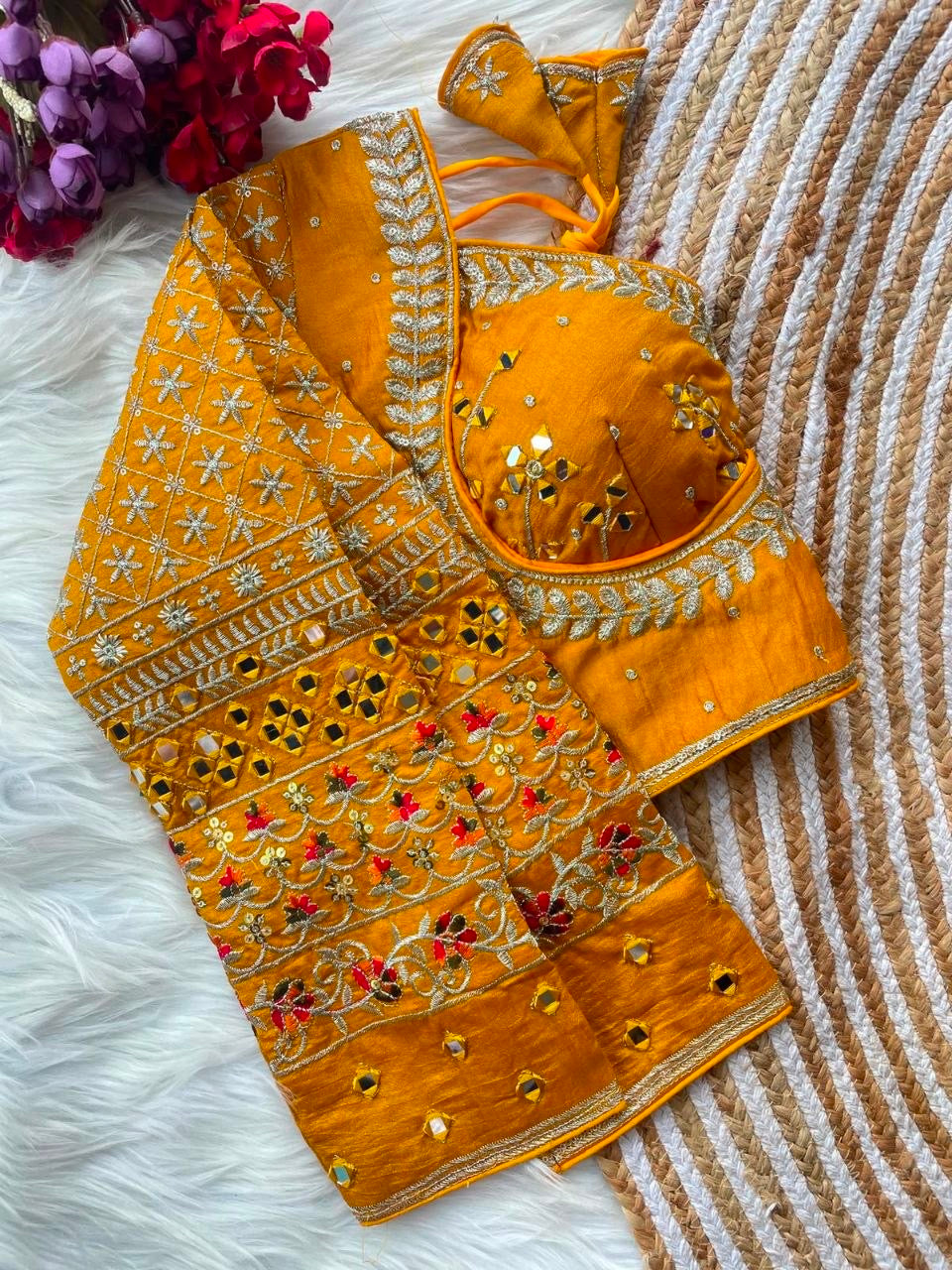 Real Mirror work multi color Navaratri Readymade Blouses in 8 colors