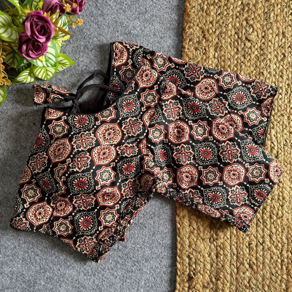 Ajrak Hand Block Print Readymade Elastic Blouses