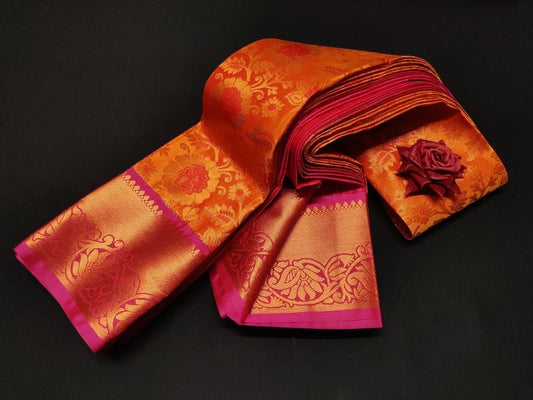 Dark Orange Signature Samuthrika & Vasthrakala Wedding Saree