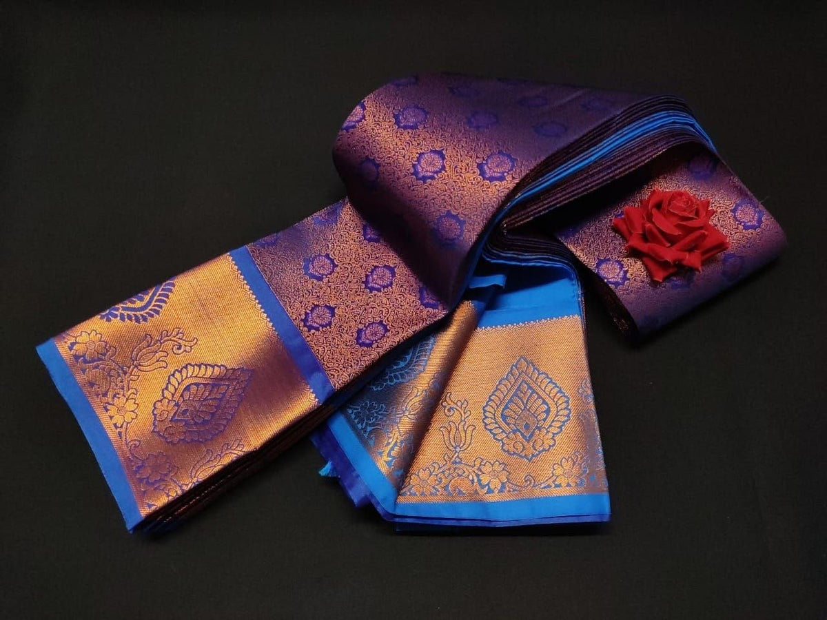 Dark Blue Signature Samuthrika & Vasthrakala Wedding Saree