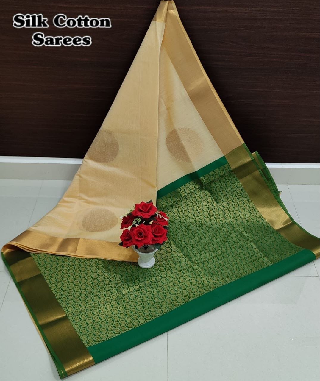 Cream Chanderi Kuppadam Rich Silk Cotton Sarees