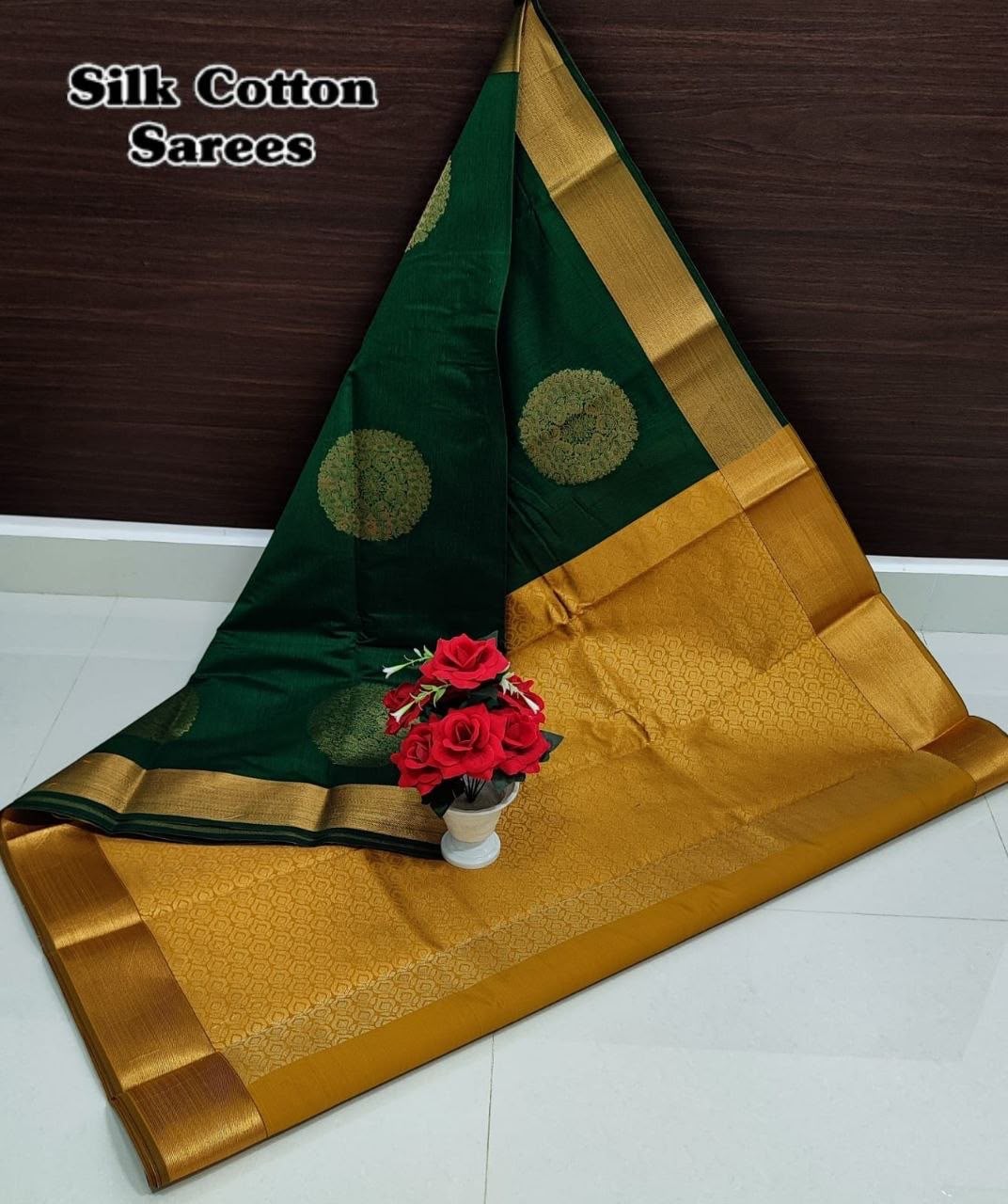 Dark Green Chanderi Kuppadam Rich Silk Cotton Sarees