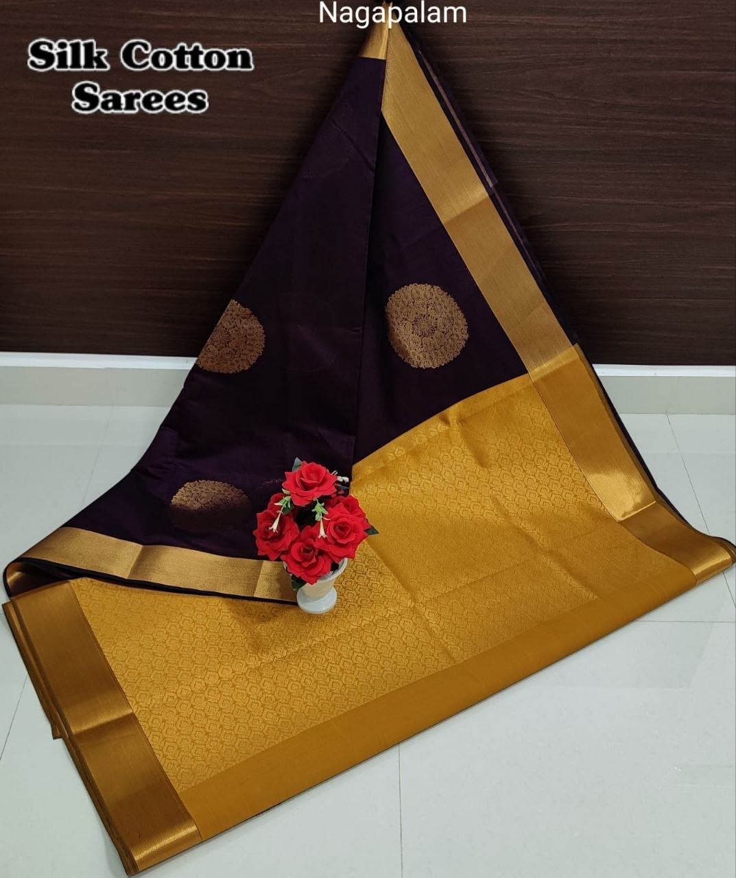 Nagapalam Dark Purple Chanderi Kuppadam Rich Silk Cotton Sarees