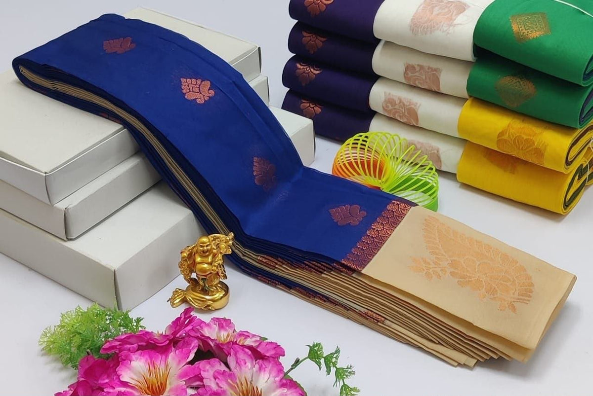 Royal Blue Uppada Kotanji Silk Cotton Sarees