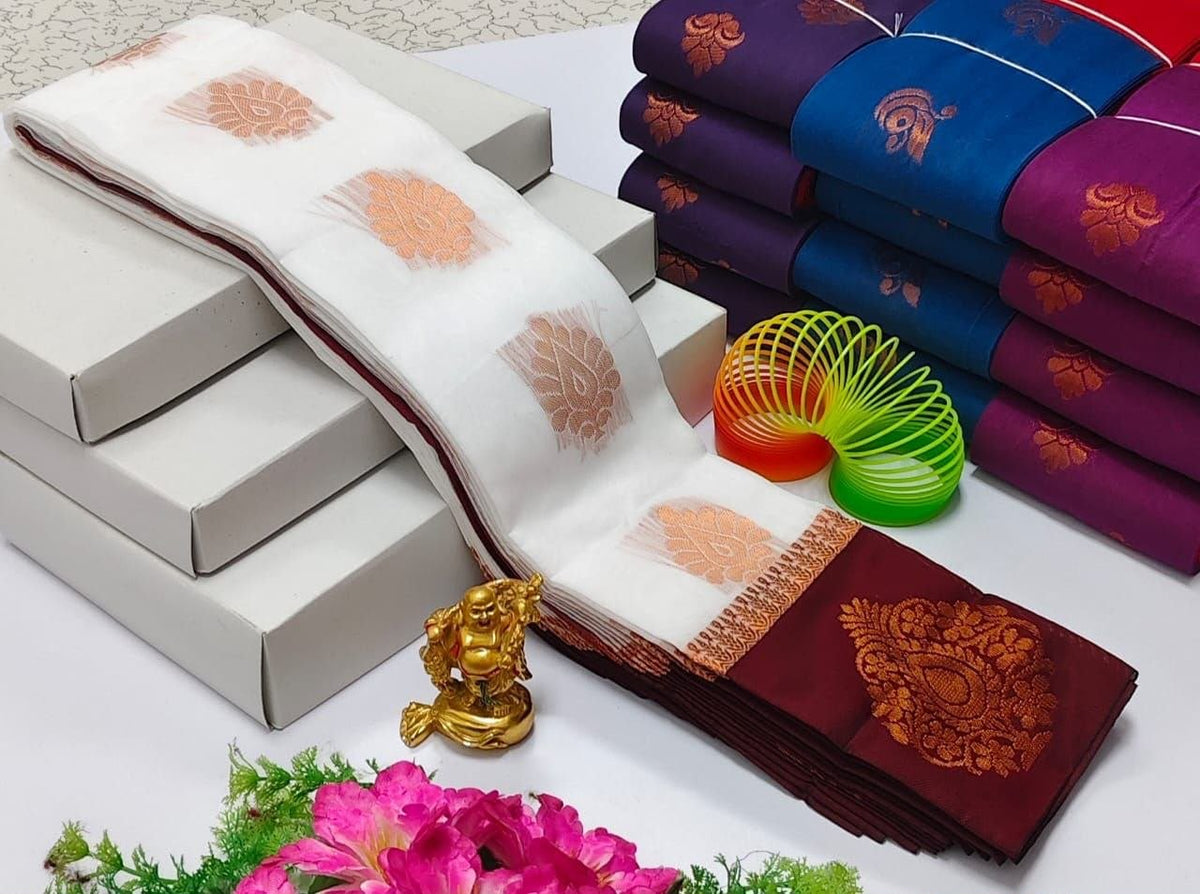 Ivory White with Wine Maroon Uppada Kotanji Silk Cotton Sarees