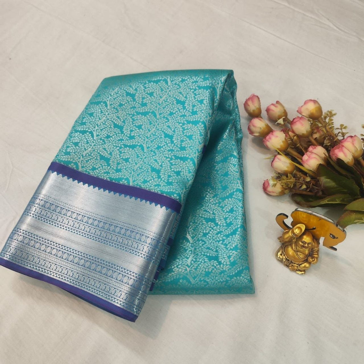 Aqua Turquoise with Royal Blue Exclusive Bridal Saree Collection