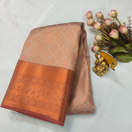 Peach Rose with Copper Gold Exclusive Bridal Saree Collection