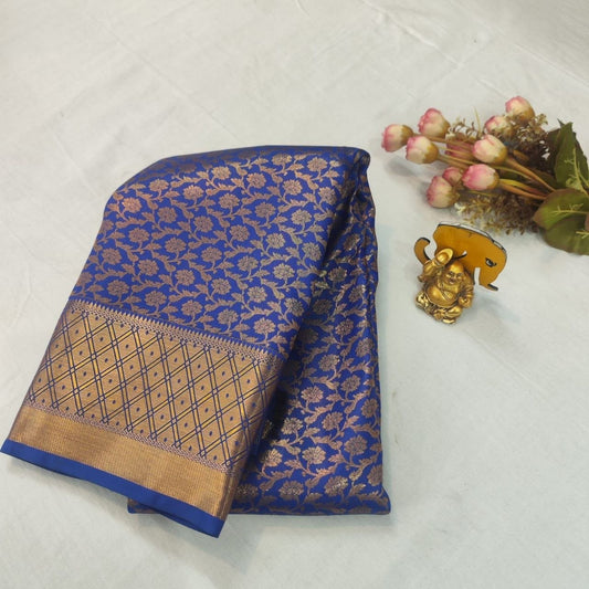 Royal Blue with Antique Gold Exclusive Bridal Saree Collection