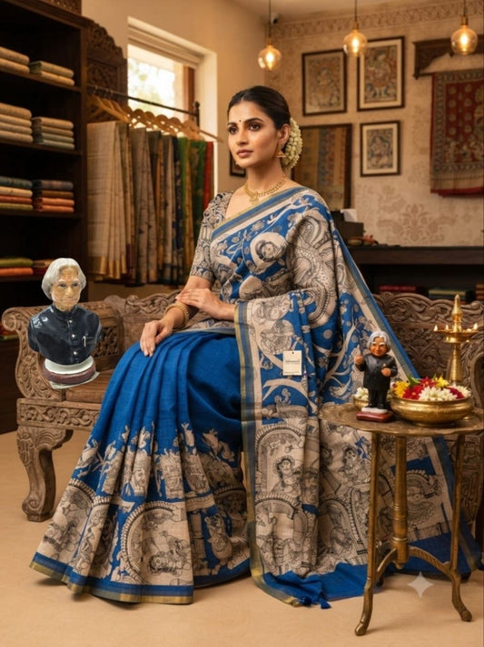 Kalamkari Design Soft Linen Saree
