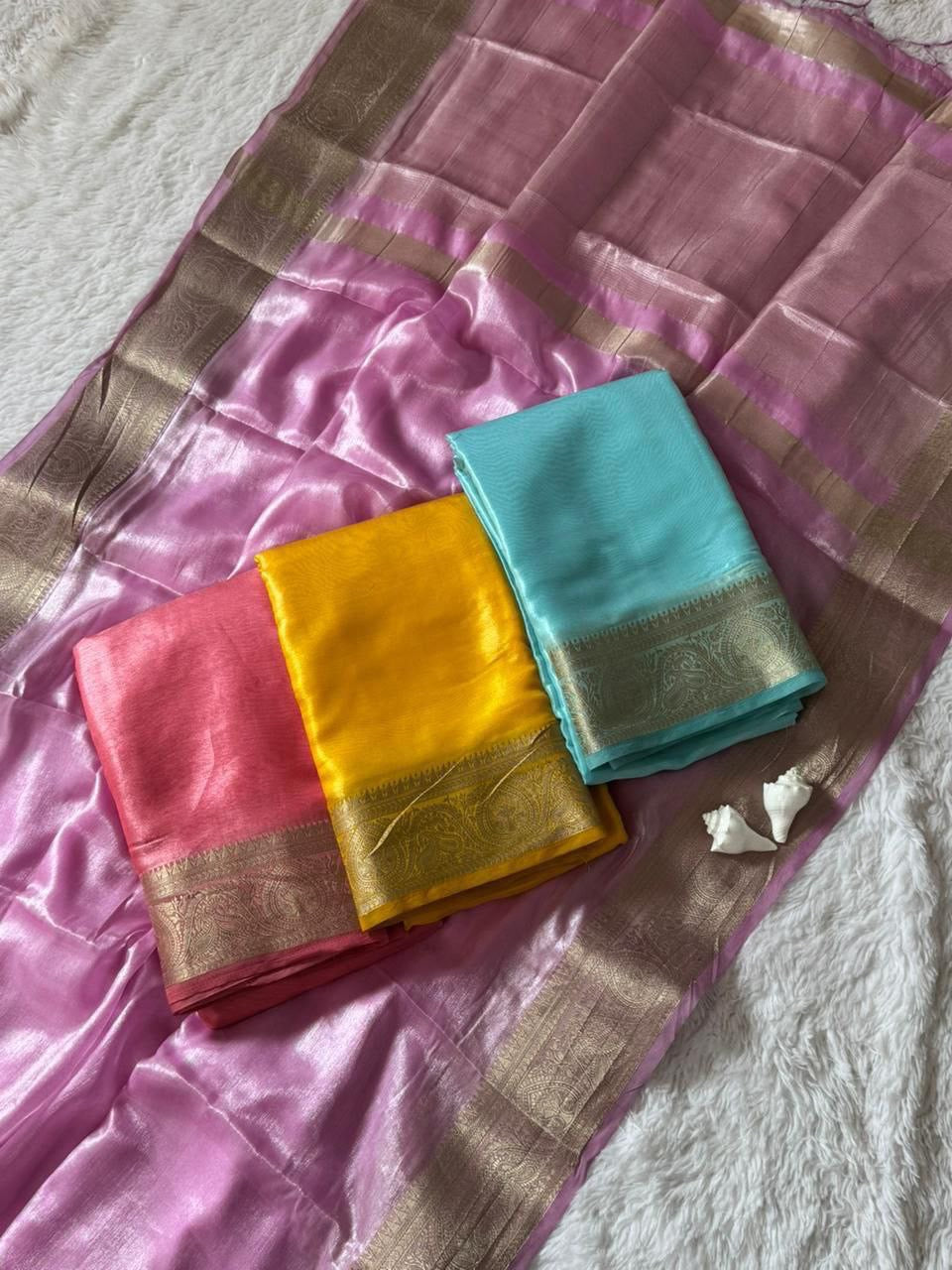 Light Red Soft Silk Pure Zari Weaving Saree